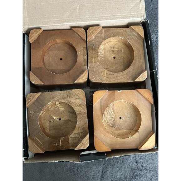 Richards Stackable Wood Bed Lifters Natural Honey Finish (Set of 4 lifters) - Picture 6 of 8